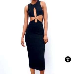 Zara Black Cut Out Midi Dress